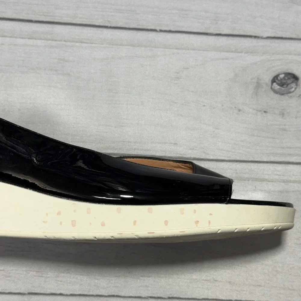 Robert Clergerie Wedge Sandals Women 41.5 US 11 Black Patent Leather France